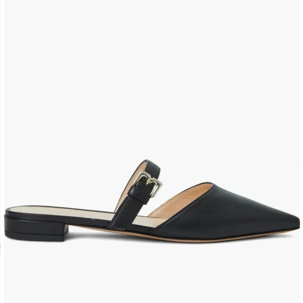 NEW Bruno Magli Pasha Mule Black Leather Pointed Toe Flat - Picture 6 of 6